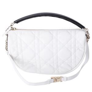Christian Dior VIBE Hobo Bag Medium Shoulder Bag White Black Lambskin